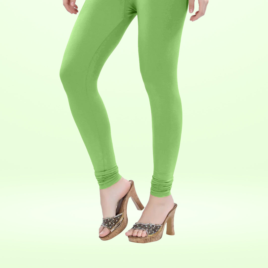 Perfect Fit Cotton Lycra Churidar Leggings for Women - Pista Green