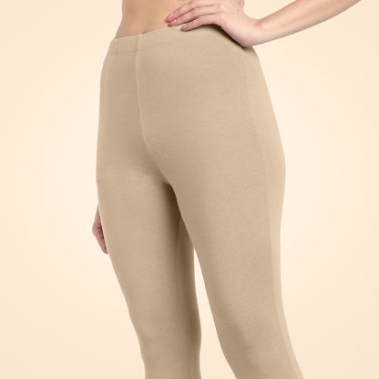 Luxurious Cotton Lycra Ankle Leggings for Women - Skin