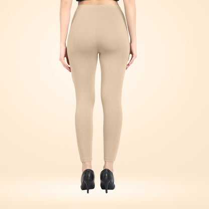 Luxurious Cotton Lycra Ankle Leggings for Women - Skin