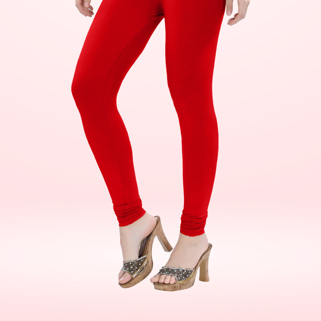 Premium Quality Churidar Cotton Lycra Leggings for Women - Red