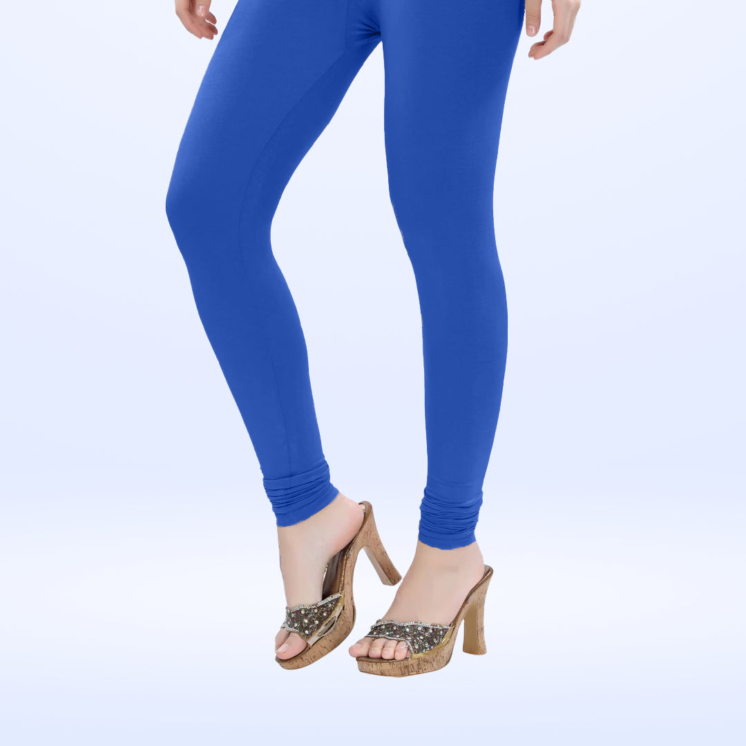 Luxuriously Soft Cotton Lycra Churidar Leggings for Women - Royal Blue