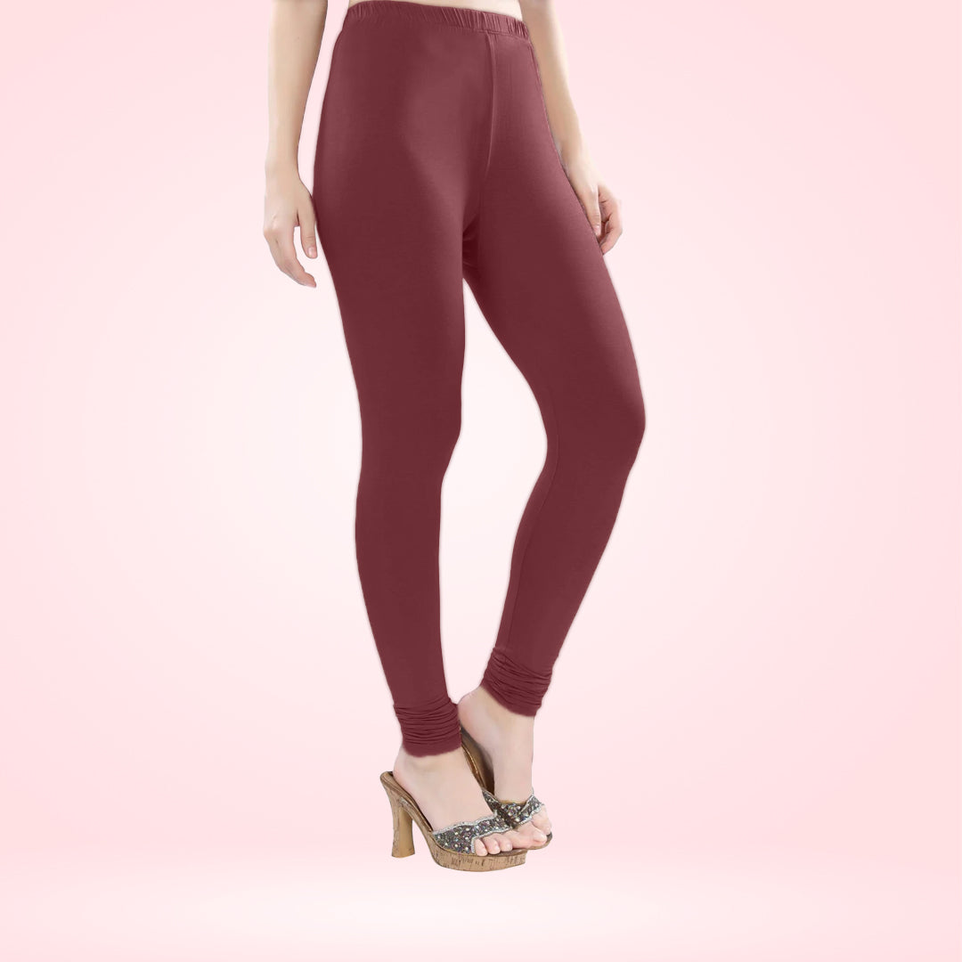 Perfect Fit Cotton Lycra Churidar Leggings for Women - Maroon