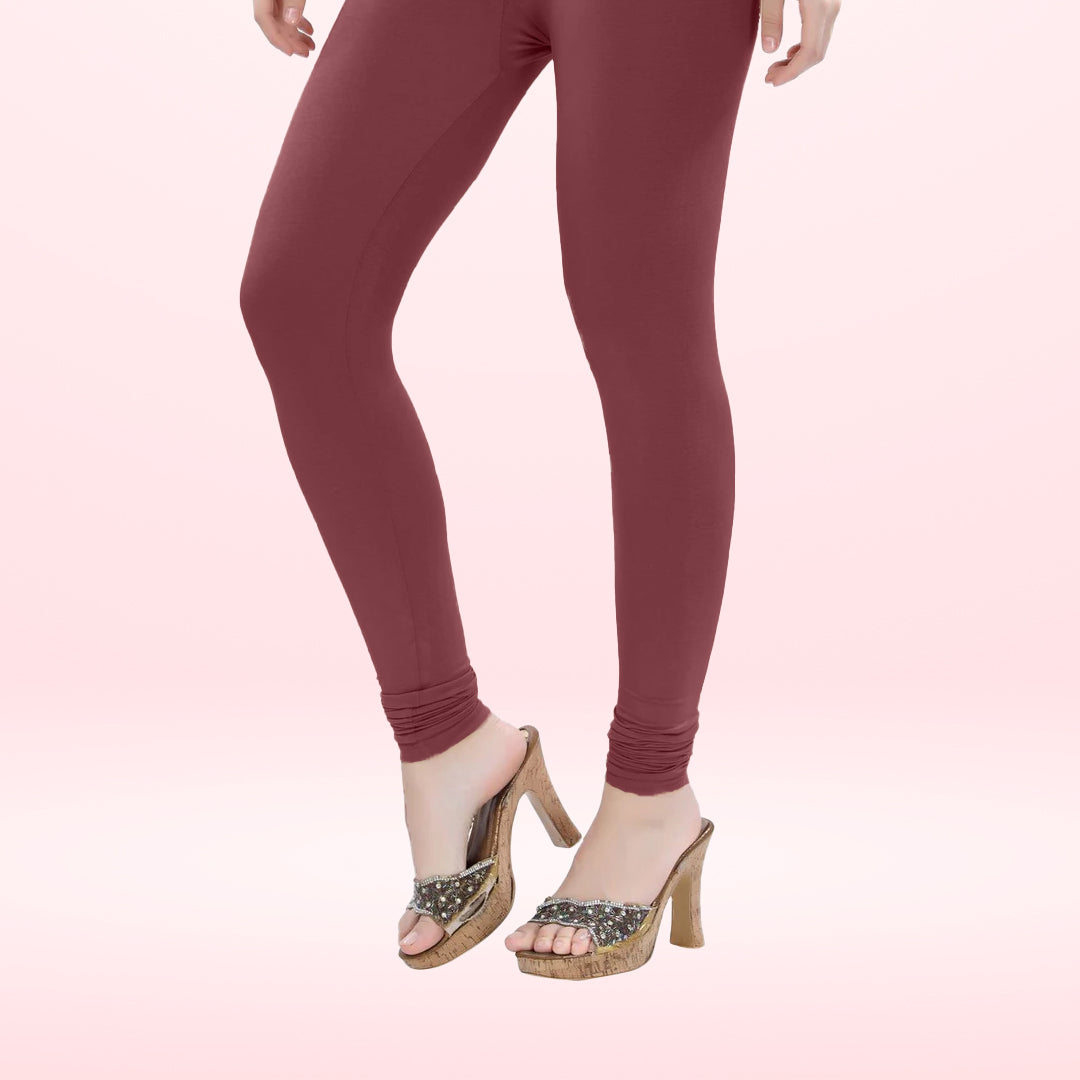 Perfect Fit Cotton Lycra Churidar Leggings for Women - Maroon