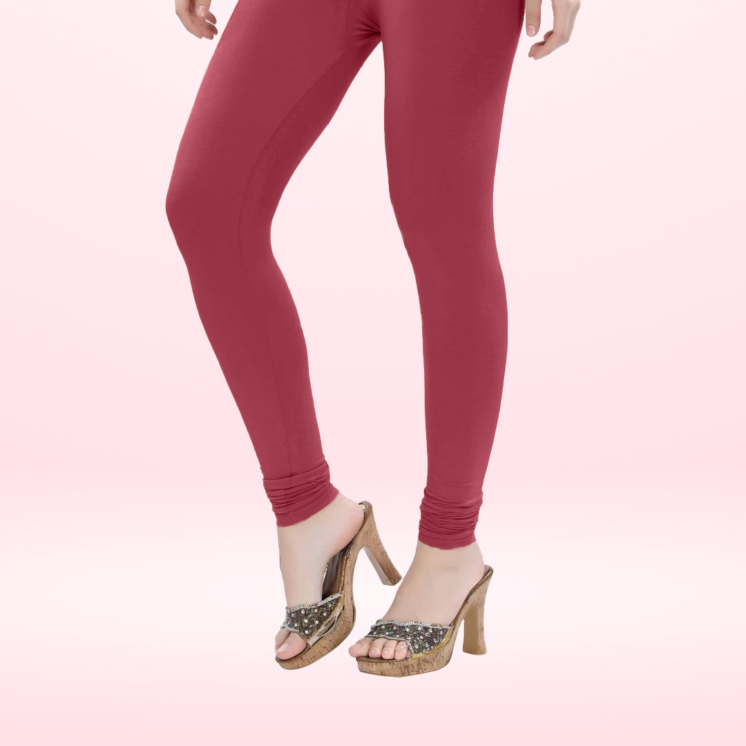 Premium Quality Churidar Cotton Lycra Leggings for Women - Red Maroon