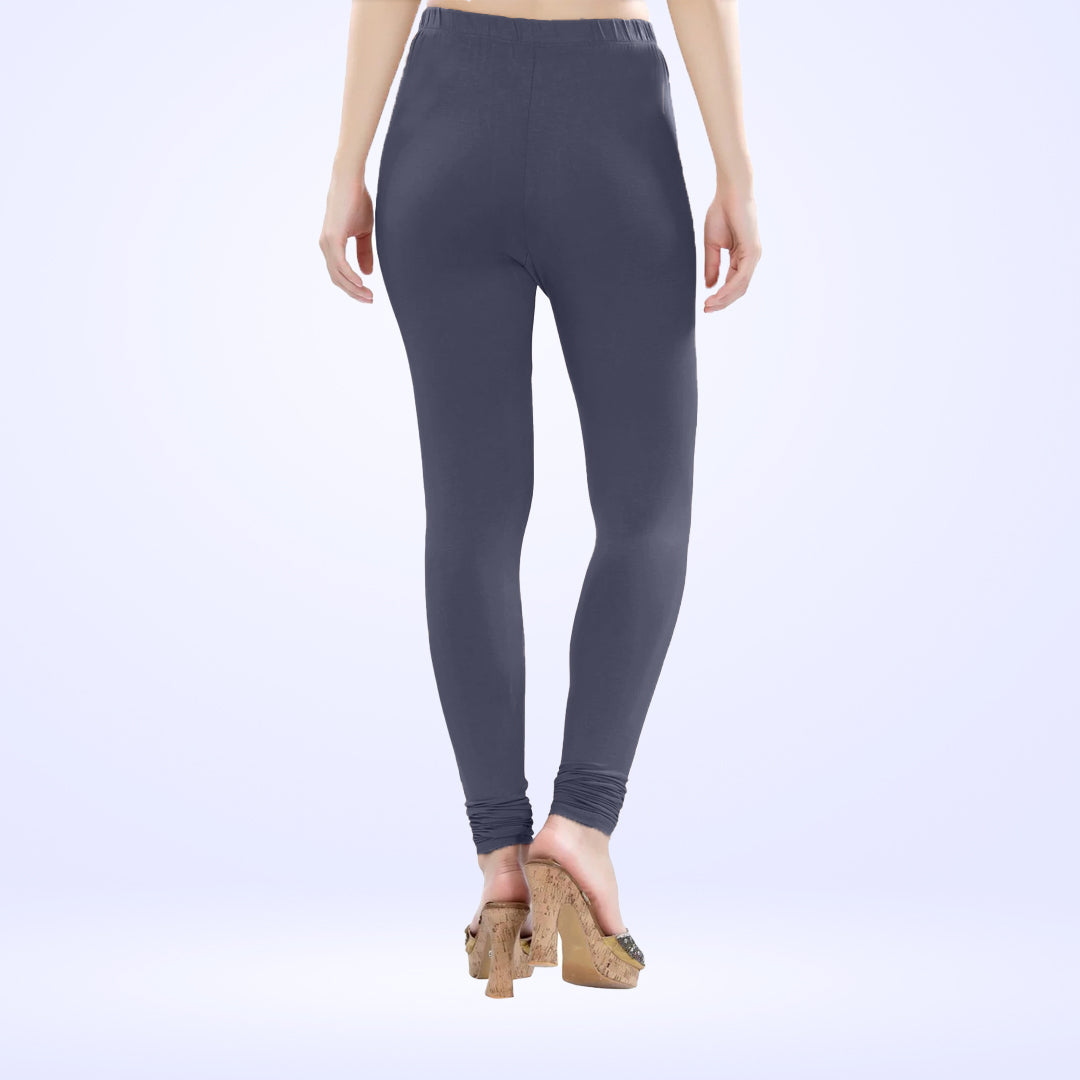 Luxuriously Soft Cotton Lycra Churidar Leggings for Women - Navy Blue