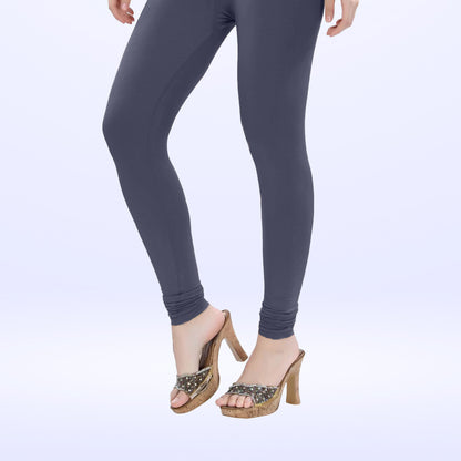 Luxuriously Soft Cotton Lycra Churidar Leggings for Women - Navy Blue