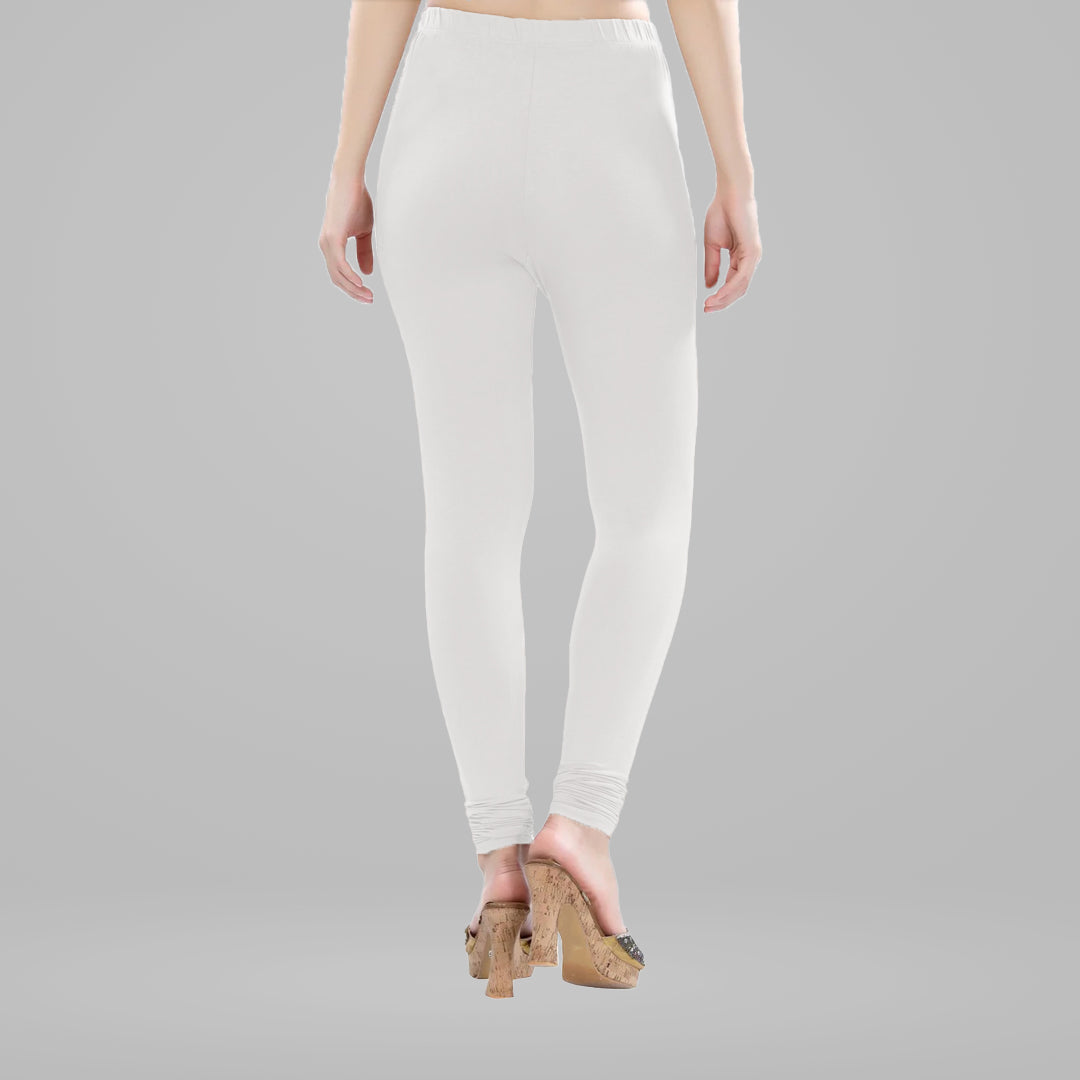 Perfect Fit Cotton Lycra Churidar Leggings for Women - White