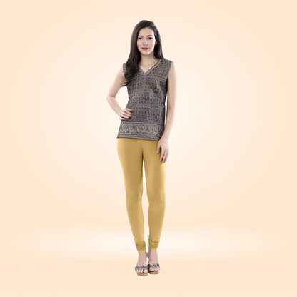 High-Quality Churidar Cotton Lycra Leggings for Women - Beige