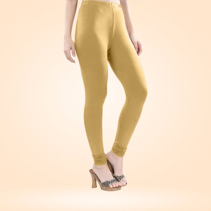 High-Quality Churidar Cotton Lycra Leggings for Women - Beige