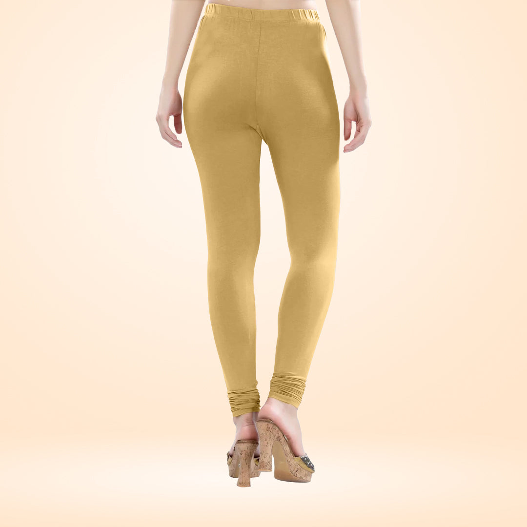 High-Quality Churidar Cotton Lycra Leggings for Women - Beige