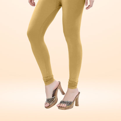 High-Quality Churidar Cotton Lycra Leggings for Women - Beige