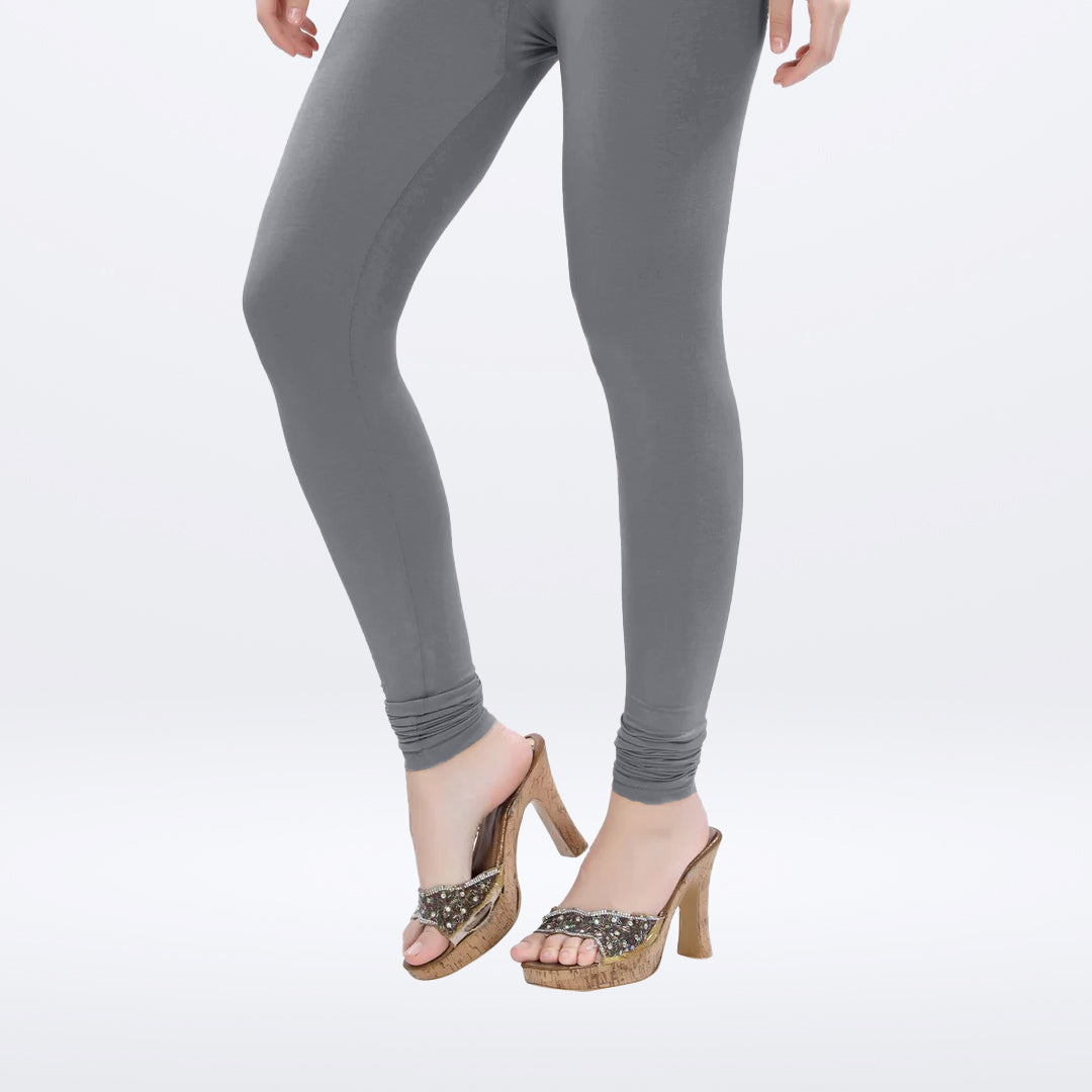 Premium Quality Churidar Cotton Lycra Leggings for Women - Stone Gray