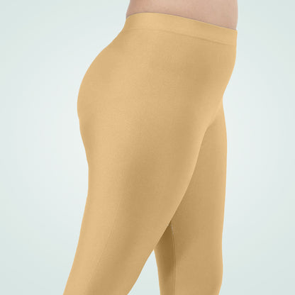 Elegant Shimmer Ankle-Length Leggings for Everyday Wear - Skin