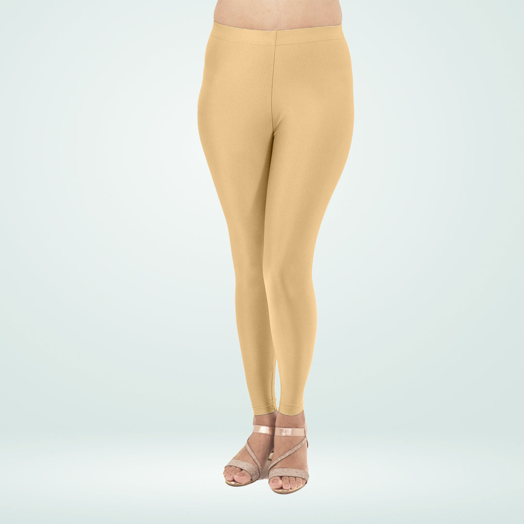 Elegant Shimmer Ankle-Length Leggings for Everyday Wear - Skin