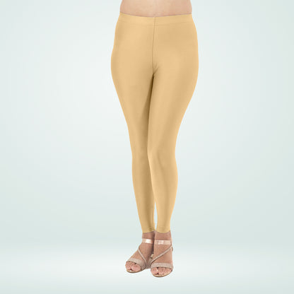 Elegant Shimmer Ankle-Length Leggings for Everyday Wear - Skin