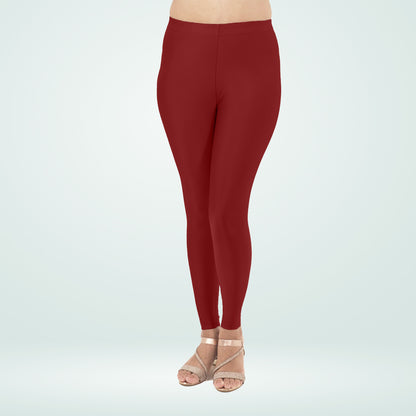 Radiant Glamour Shimmer Ankle Leggings for Everyday Wear - Maroon