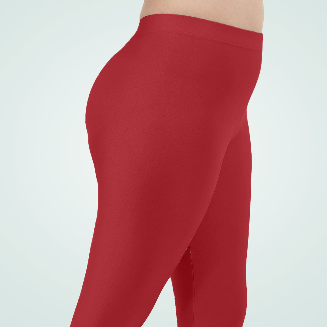 Chic and Shiny Shimmer Ankle-Length Leggings for Women - Red Maroon