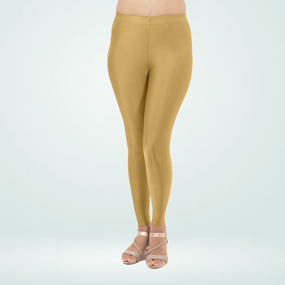 Stylish and Comfortable Shimmer Ankle Leggings for Everyday Wear - Beige