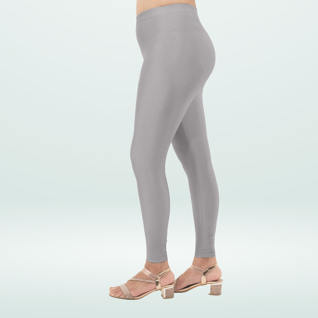 Radiant Glamour Shimmer Ankle Leggings for Everyday Wear - Light Gray