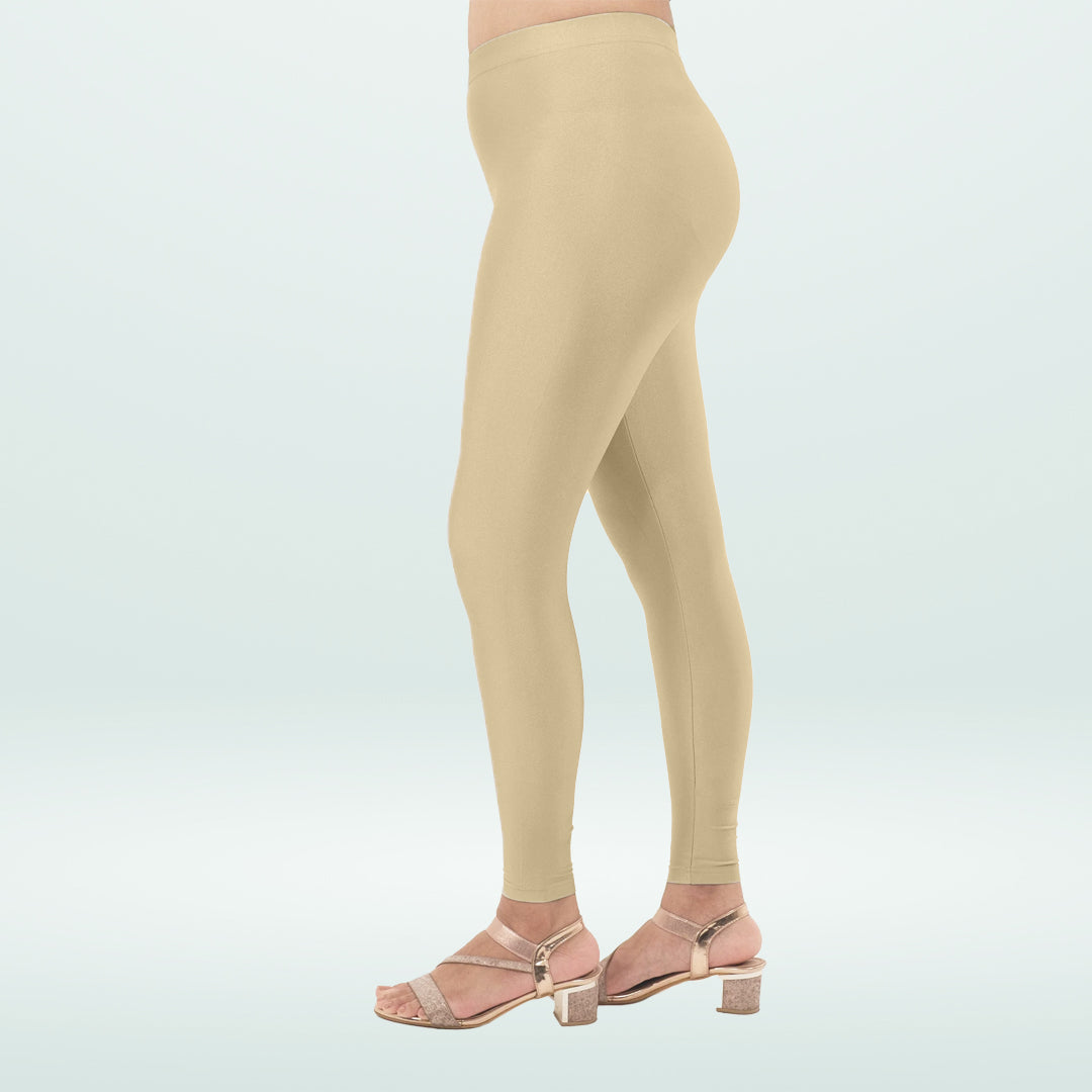 Elegant Shimmer Ankle-Length Leggings for Everyday Wear - New Skin