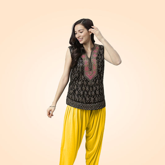 Ultra Comfortable Viscose Rayon Patiala Pants for Women - Yellow