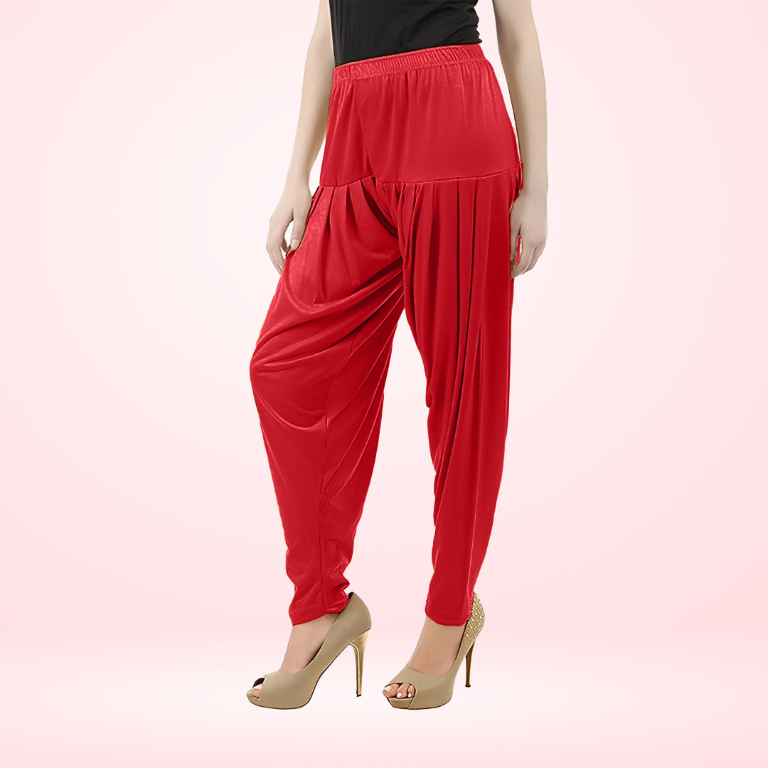 Stylish and Soft Viscose Rayon Patiala Pants for Women - Red