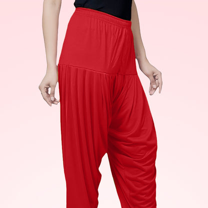 Stylish and Soft Viscose Rayon Patiala Pants for Women - Red