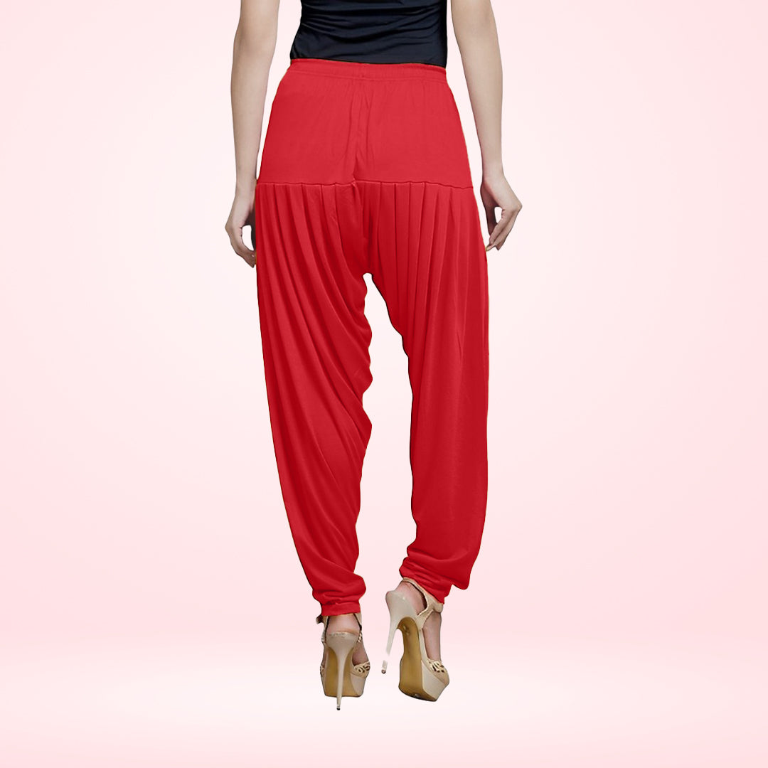 Stylish and Soft Viscose Rayon Patiala Pants for Women - Red