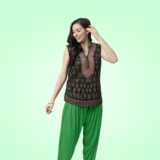 Classic and Comfortable Viscose Rayon Patiala pants for Women - Pakistan Green