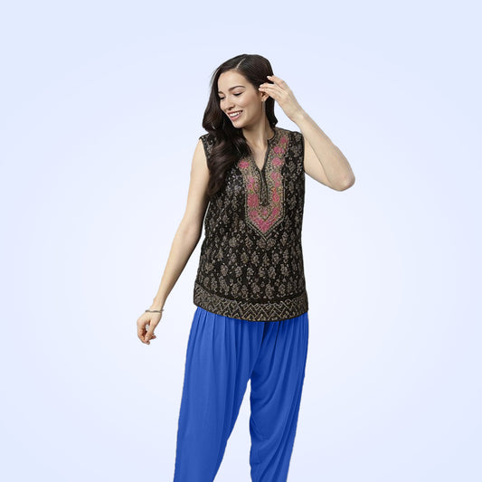 Elegant Viscose Rayon Patiala Pants for Everyday Wear - Royal Blue