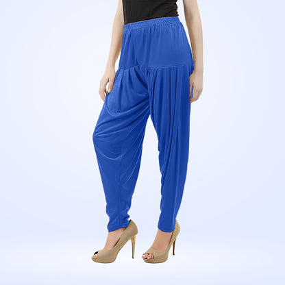 Elegant Viscose Rayon Patiala Pants for Everyday Wear - Royal Blue