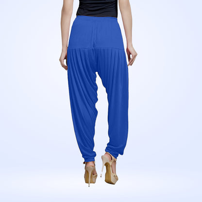 Elegant Viscose Rayon Patiala Pants for Everyday Wear - Royal Blue