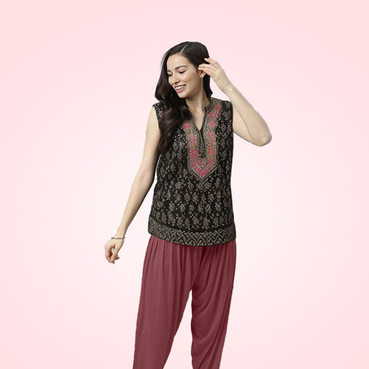 Perfect Fit Viscose Rayon Patiala pants for Women - Maroon