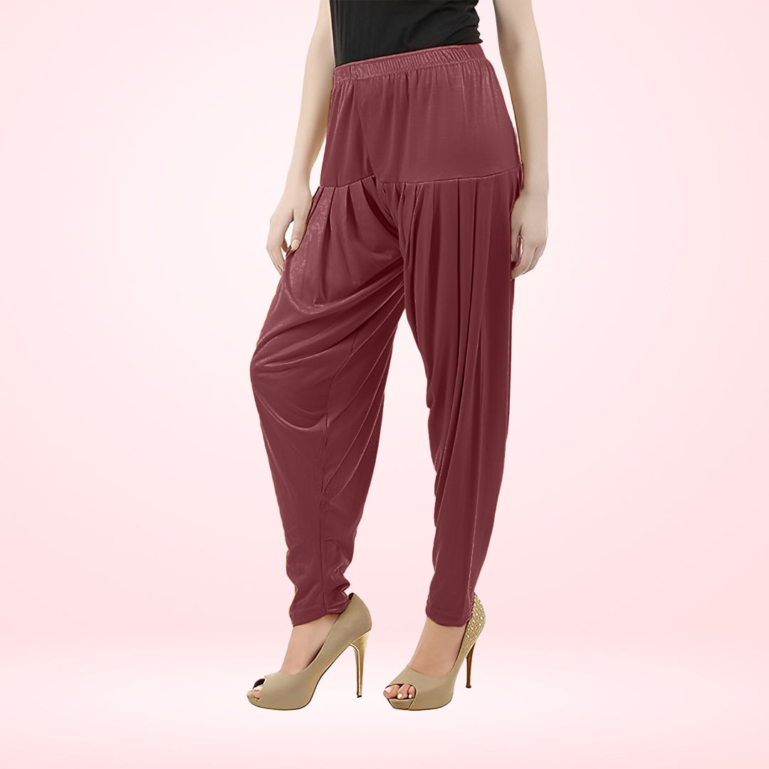 Perfect Fit Viscose Rayon Patiala pants for Women - Maroon