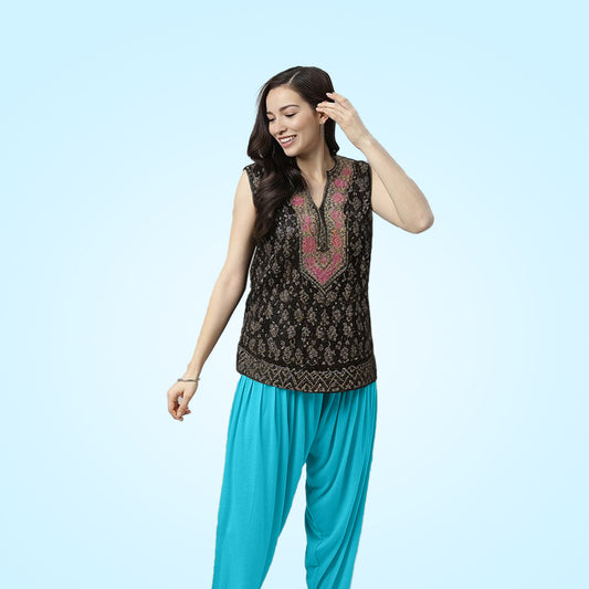 Soft and Stylish Viscose Rayon Patiala Pants for Women - Turquoise Blue