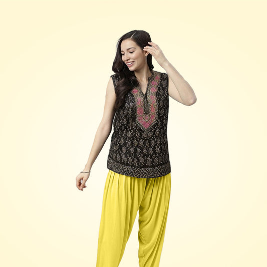 Ultra Comfortable Viscose Rayon Patiala Pants for Women - Lemon Yellow