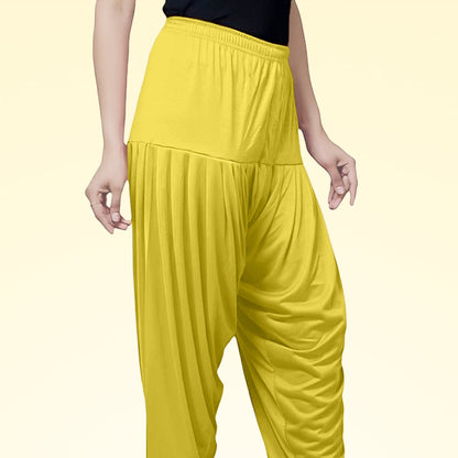 Ultra Comfortable Viscose Rayon Patiala Pants for Women - Lemon Yellow