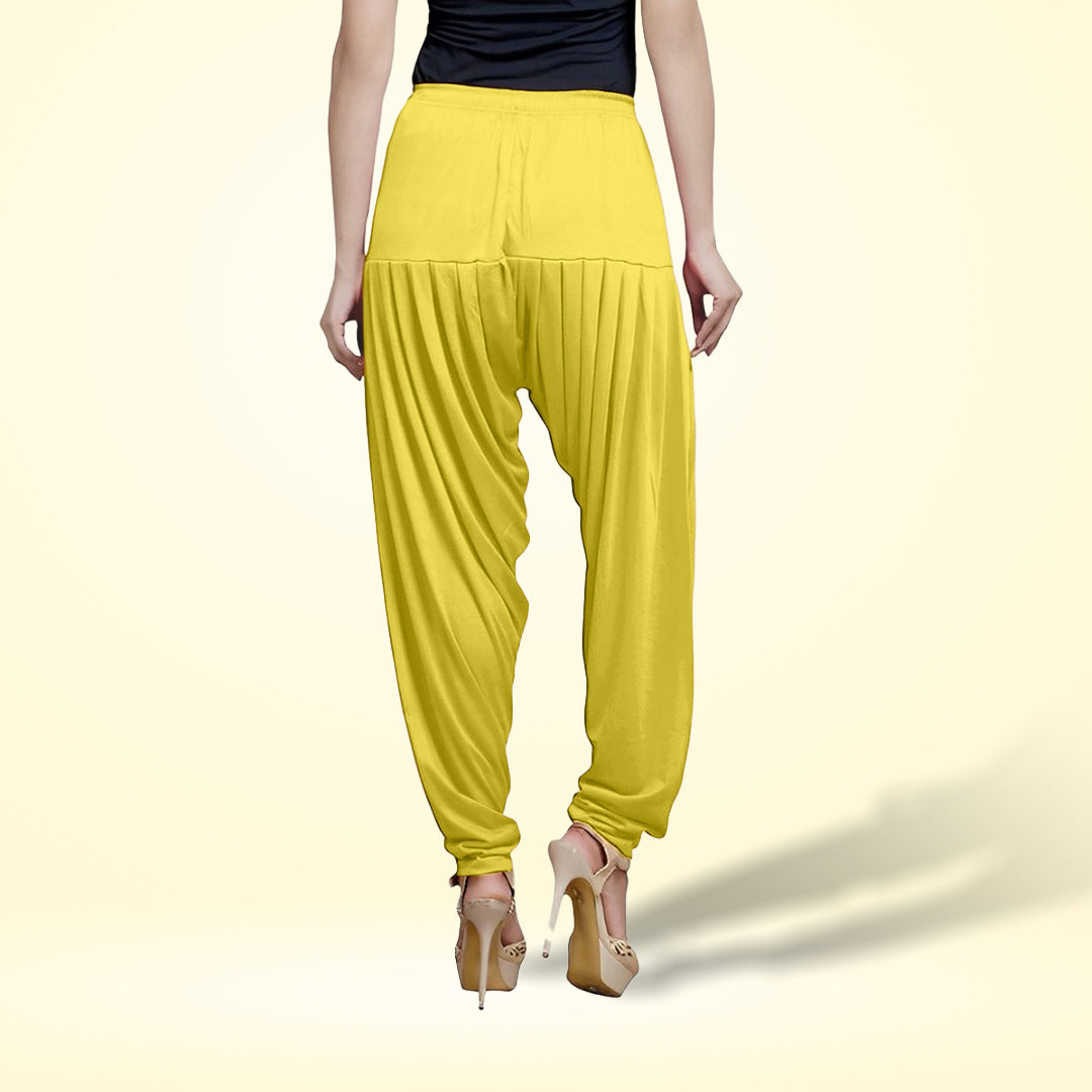 Ultra Comfortable Viscose Rayon Patiala Pants for Women - Lemon Yellow