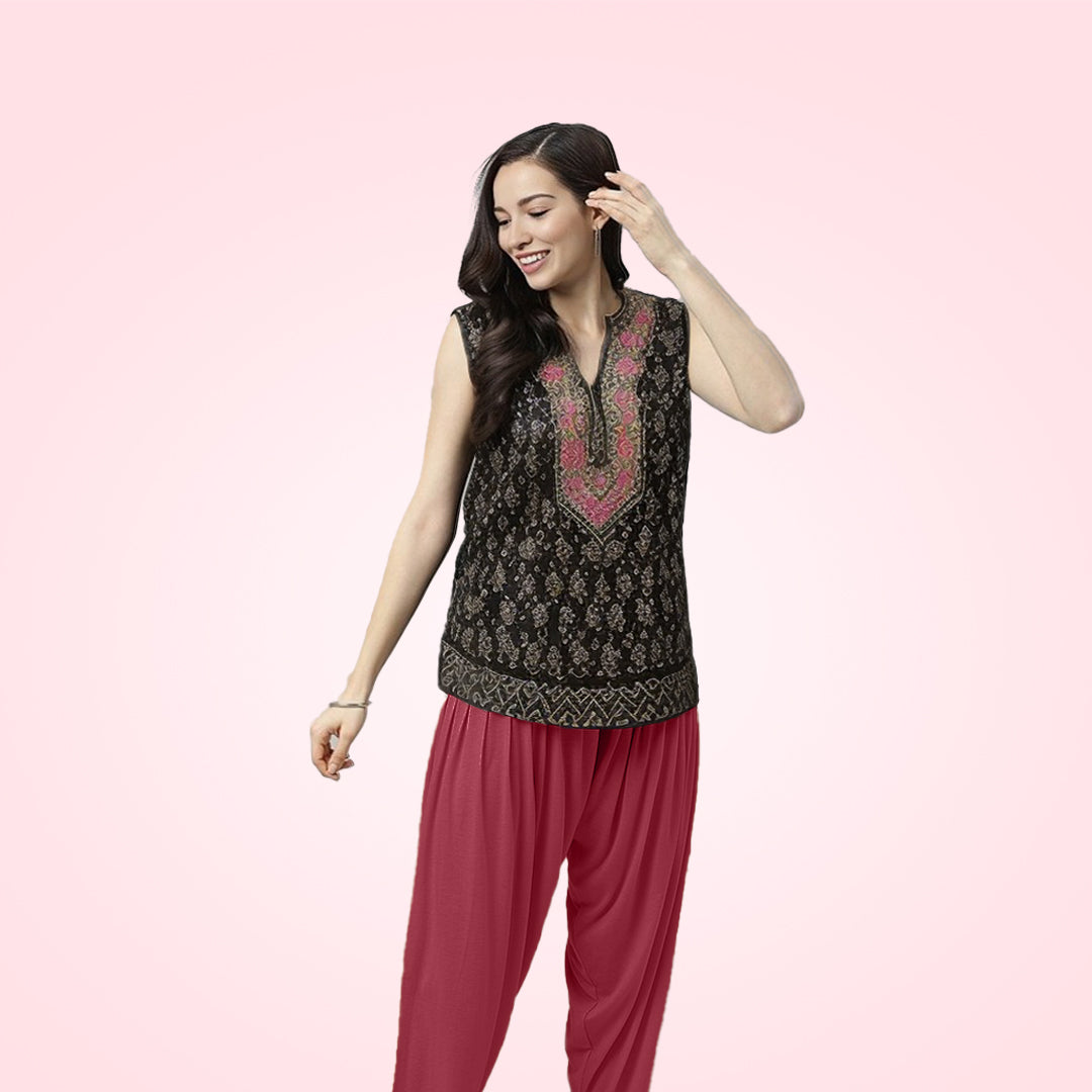 Stylish and Soft Viscose Rayon Patiala Pants for Women - Red Maroon