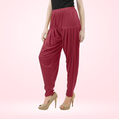 Stylish and Soft Viscose Rayon Patiala Pants for Women - Red Maroon