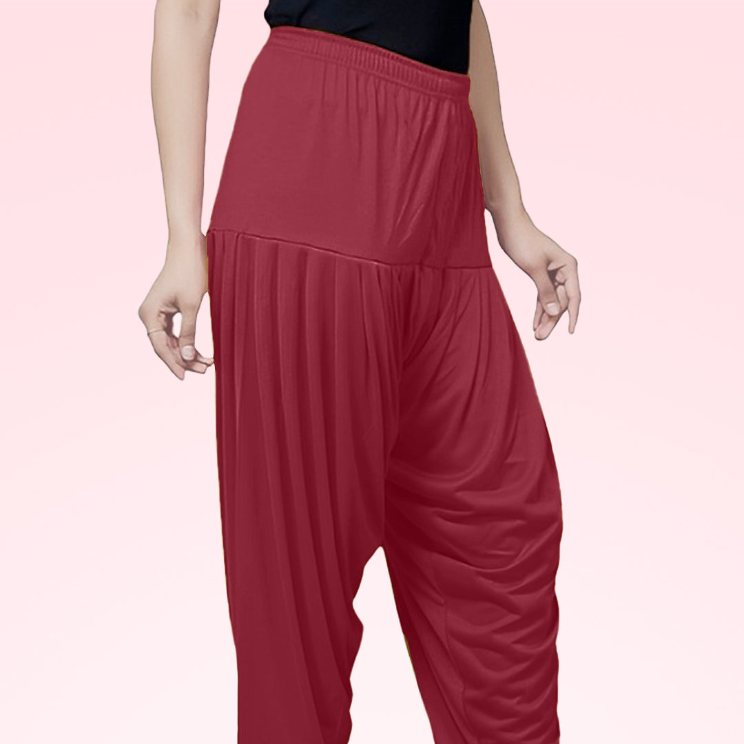 Stylish and Soft Viscose Rayon Patiala Pants for Women - Red Maroon