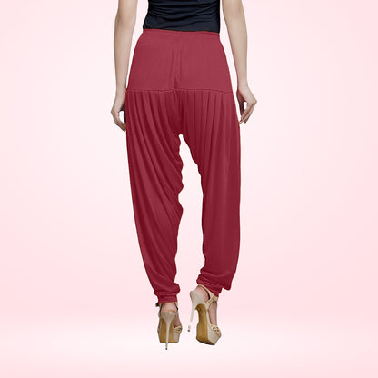 Stylish and Soft Viscose Rayon Patiala Pants for Women - Red Maroon