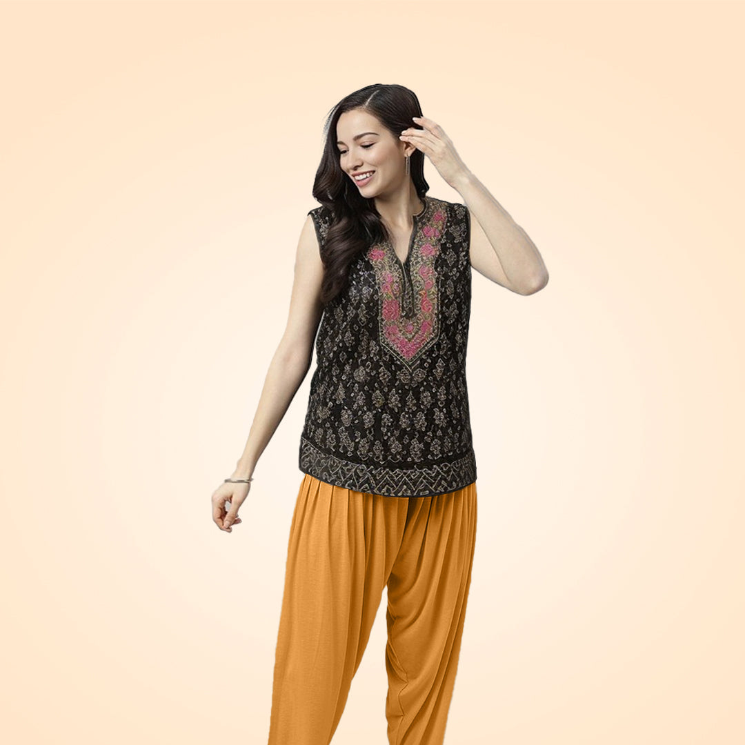 Premium Quality Viscose Rayon Patiala Pants with Traditional Flair - Mustard Yellow