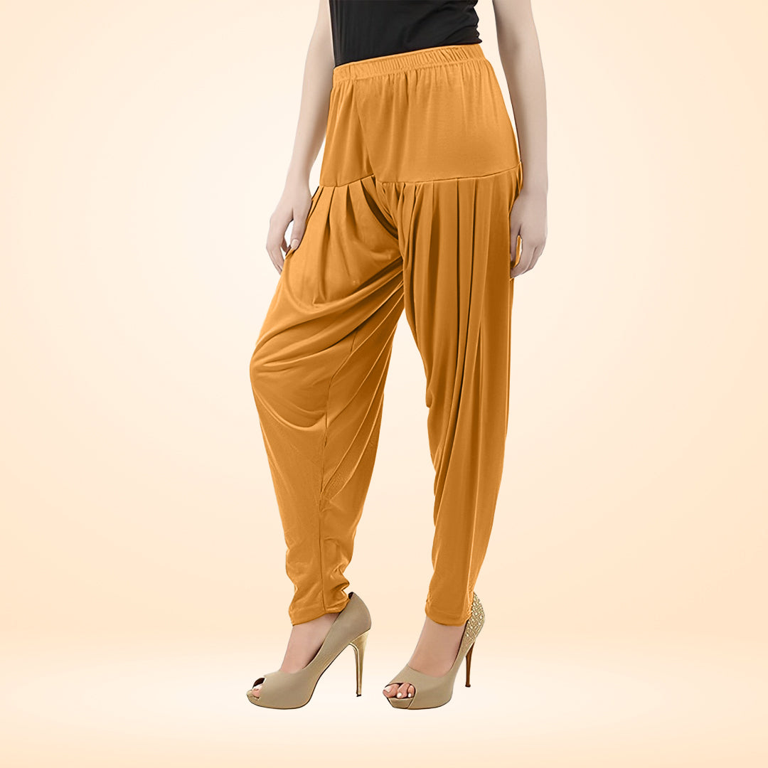 Premium Quality Viscose Rayon Patiala Pants with Traditional Flair - Mustard Yellow