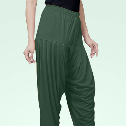 Classic and Comfortable Viscose Rayon Patiala pants for Women - Bottle Green