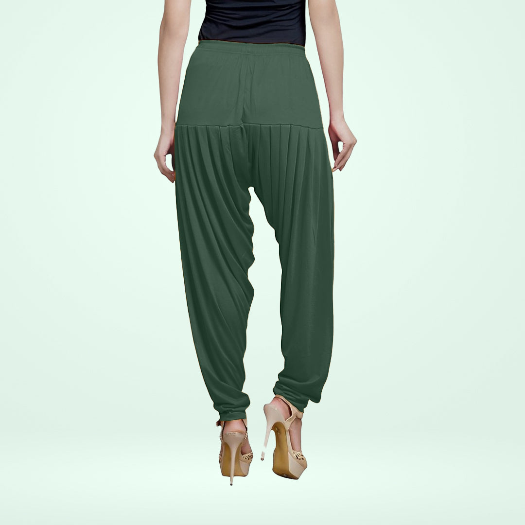 Classic and Comfortable Viscose Rayon Patiala pants for Women - Bottle Green