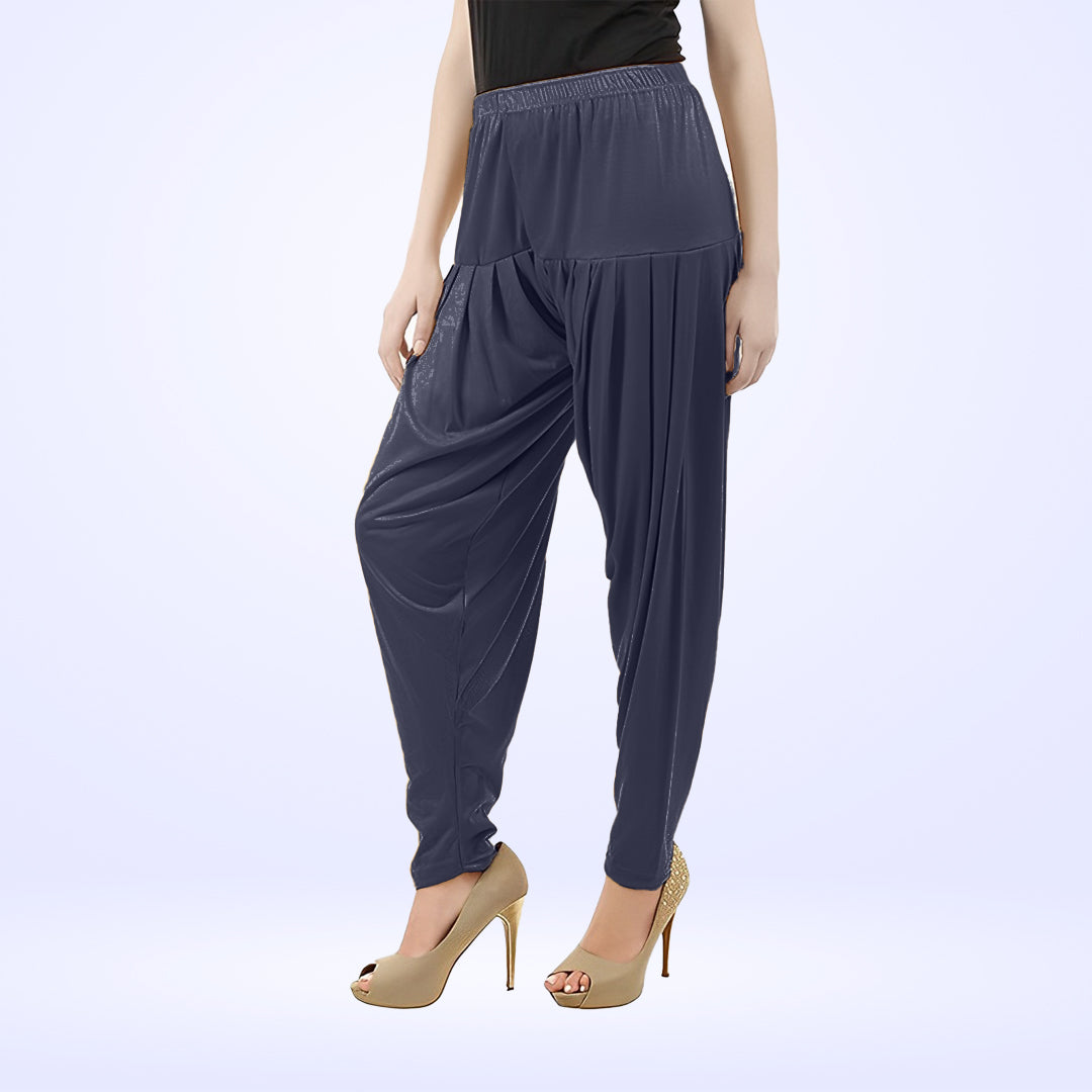 Elegant Viscose Rayon Patiala Pants for Everyday Wear - Navy Blue