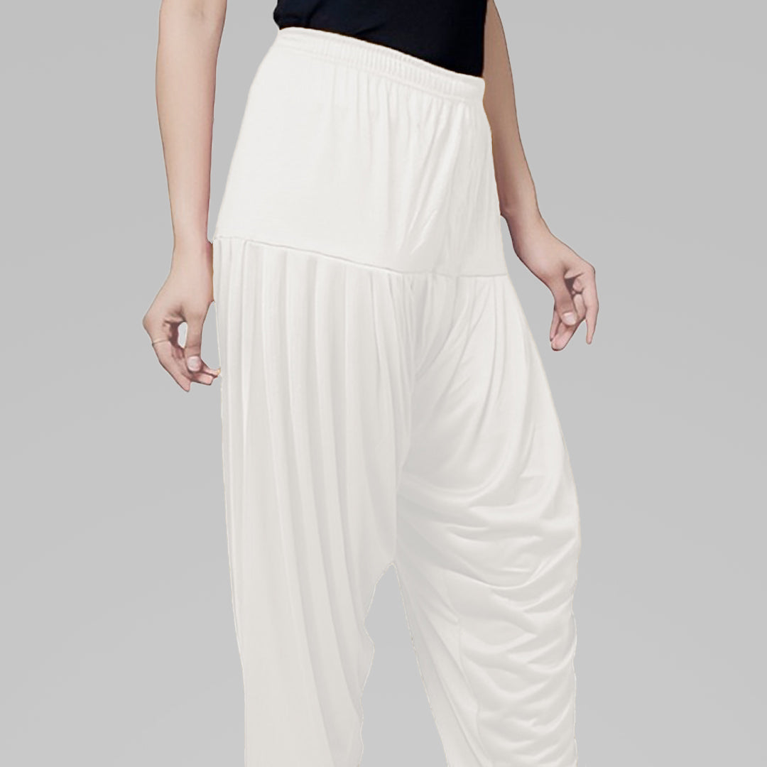 Perfect Fit Viscose Rayon Patiala pants for Women - White