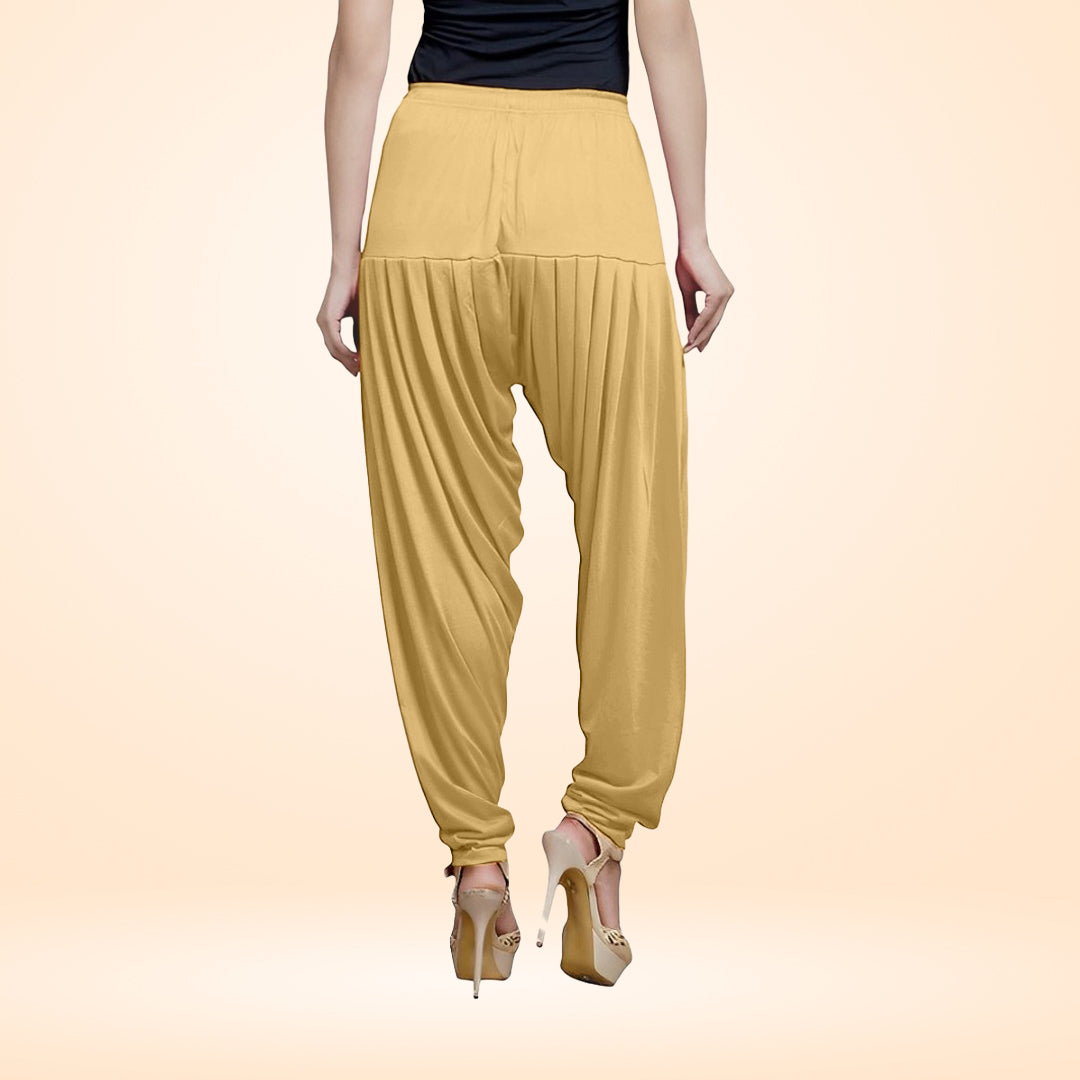 Durable and Comfortable Viscose Rayon Patiala Pants for Women - Beige