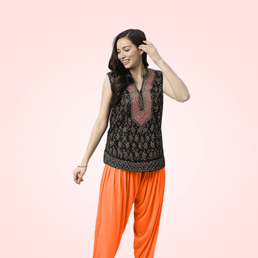 Stylish and Soft Viscose Rayon Patiala Pants for Women - Light Orange